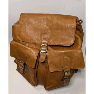Piel Large Backpack Buckle Flap Brown Soft Leather Handmade Saddle Gift Ready!